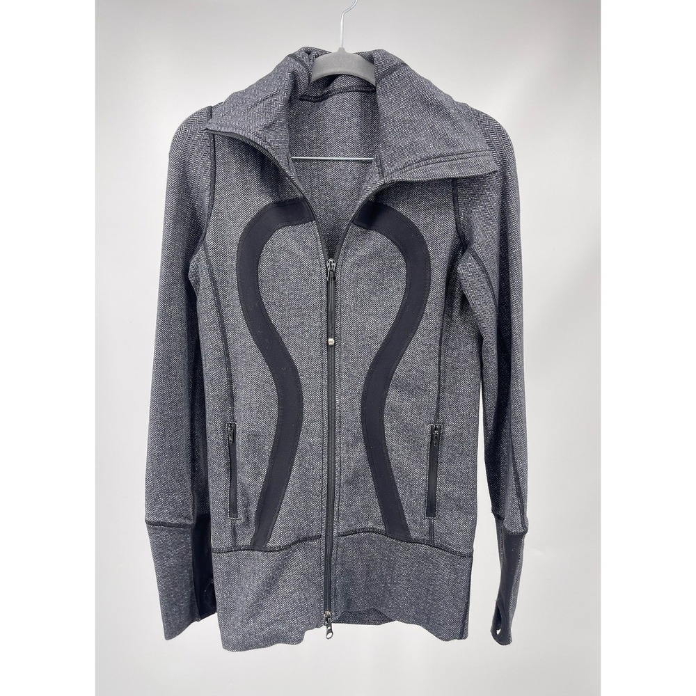 Lululemon Define Jacket Womens 4 Herringbone Gray Black Hooded